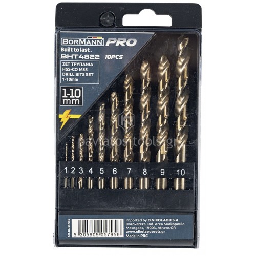 Σετ Τρυπάνια Bormann HSS-Co M35 10 τεμάχια 1-10mm BHT4822 057956