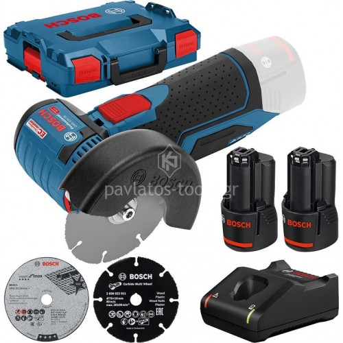 Γωνιακός Λειαντήρας Μπαταρίας Bosch 12V L-Boxx (2x3.0Ah) GWS 12V-76 EC 06019F200B