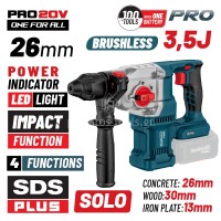 Πνευματικό Σκαπτικό Μπαταρίας SDS-PLUS Brushless 250V 3.5J 0-1150rpm SOLO Bormann Pro BBP5315 083016