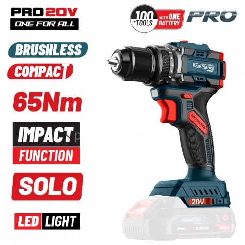 Κρουστικό Δραπανοκατσάβιδο Compact Brushless 20V Li-Ion 65Nm με 2 Ταχύτητες Bormann Pro BBP5400 083276