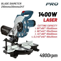 Φαλτσοπρίονο Bormann Φ210x30mm 24T 1400 Watt 4900rpm LASER BDX2135 083894