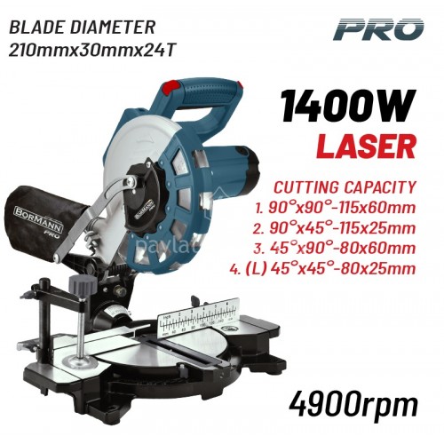 Φαλτσοπρίονο Bormann Φ210x30mm 24T 1400 Watt 4900rpm LASER BDX2135 083894