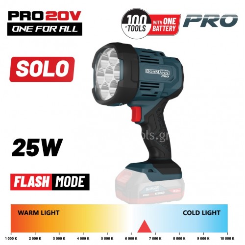 Φακός προβολέας Bormann 20V solo (χωρίς μπαταρία+φορτιστή) BBP3905 084709