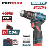 Κρουστικό Δραπανοκατσάβιδο Bormann Compact Brushless Mπαταρίας (2x2Ah) 45Nm BBP1645X22CA 085102