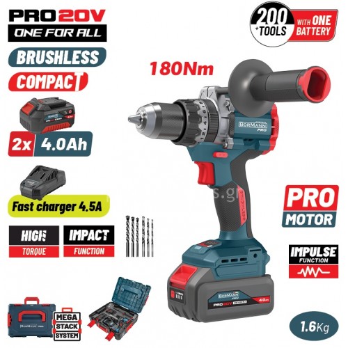 Κρουστικό Δραπανοκατσάβιδο Bormann Compact Brushless 20V (2x4.0Ah) BBP5461X44CA 085201