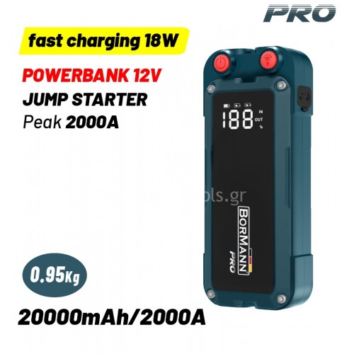 Εκκινητής μπαταρίας Bormann φορητός&powerbank 12V 20000mAh BBC9030 085577