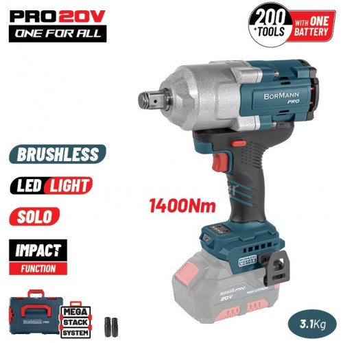 Μπουλονόκλειδο μπαταρίας Bormann Brushless 1400Nm 3/4" solo (χωρίς μπαταρία+φορτιστή) BBP5391CA 085638