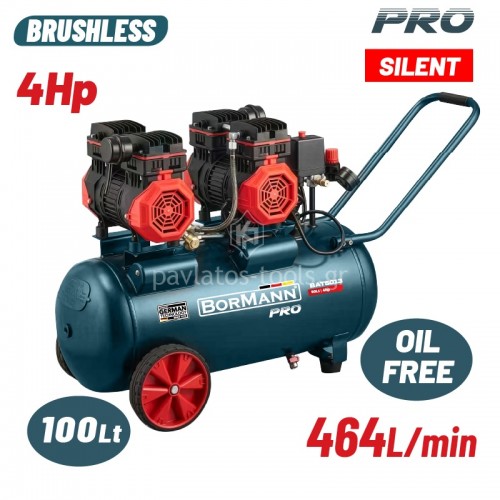 Αεροσυμπιεστής Bormann μονομπλόκ oilfree silent Brushless 4Hp 100ltr BAT5017 085973