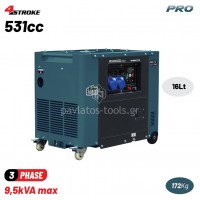 Γεννήτρια Πετρελαίου BORMANN Pro τριφασική 7000W 531cc με Μίζα+τροχούς BGB9773 086048