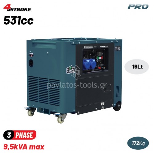 Γεννήτρια Πετρελαίου BORMANN Pro τριφασική 7000W 531cc με Μίζα+τροχούς BGB9773 086048