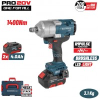 Μπουλονόκλειδο μπαταρίας Bormann Pro Brushless Mπαταρίας 20V Li-Ion 1400Nm (2x4.0Ah) BBP5392X44CΑ 088592