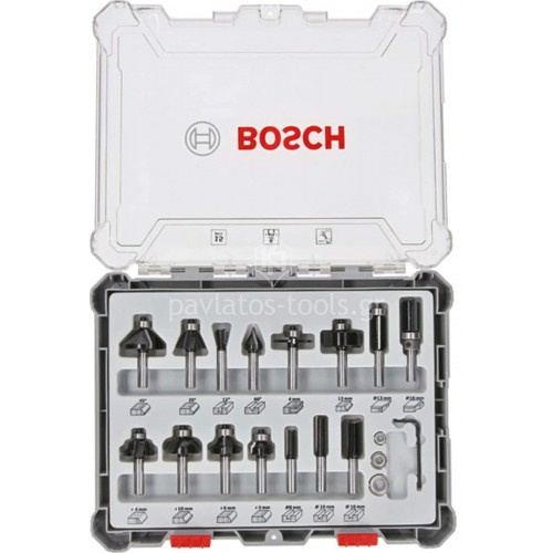 Σετ Φρέζες για ρούτερ Bosch 6mm 15 τεμαχίων 2607017471