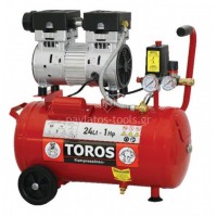 Αεροσυμπιεστής TOROS oil free silent (χαμηλού θορύβου) 24ltr 1hp 40151