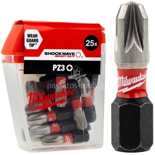 Σετ μύτες Milwaukee PZ3 25 τεμαχίων SHOCKWAVE 4932430869