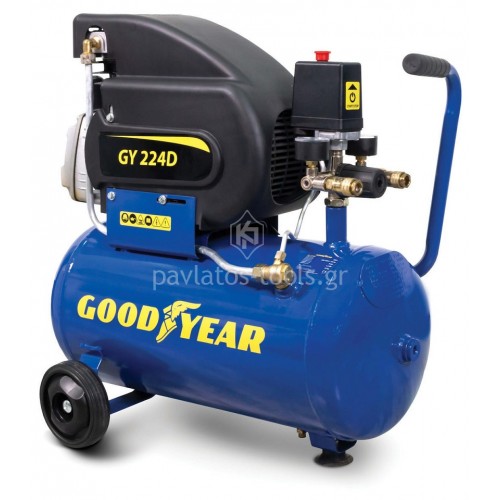 Αεροσυμπιεστής Goodyear μονομπλόκ με λάδι 24lt 2hp 608001