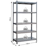 Ραφιέρα μεταλλική 265kg ανα ράφι 5 ράφια 100x40x200 γκρί 610420