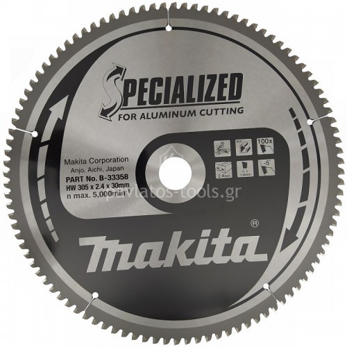 Δίσκος Αλουμινίου Makita 305x2.4x30mm 100Z B-33358