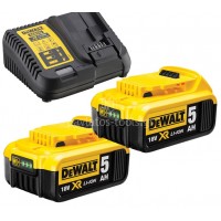 Σετ Dewalt πολυφορτιστής με 2 μπαταρίες 18 Volt 5.0Ah DCB115P2