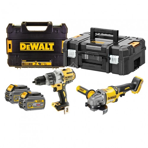 ΣΕΤ DEWALT 18V XR BRUSHLESS ΚΡΟΥΣΤΙΚΟ ΔΡΑΠΑΝΟΚΑΤΣΑΒΙΔΟ & 54V XR FLEXVOLT BRUSHLESS ΓΩΝΙΑΚΟΣ ΤΡΟΧΟΣ 125mm DCK2055T2T