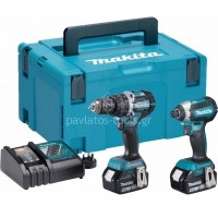 Σετ Makita 18V Brushless Κρ. Δραπ/δο DHP484+Παλ. Κατσαβίδι DTD153 (2x5.0Ah) DLX2180TJ