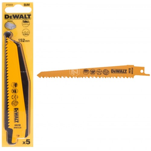 Σετ Σπαθόλαμες Dewalt 152mm 5 τεμαχίων ξύλου DT2359