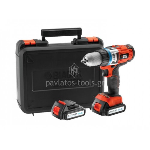 Δράπανοκατσάβιδο Λιθίου Black&Decker Υψηλής Απόδοσης 2 Ταχυτήτων 14.4V EGBHP146BK