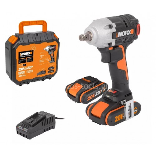 Μπουλονόκλειδο μπαταρίας Worx Brushless 300Nm 20V (2x2.0Ah) WX272